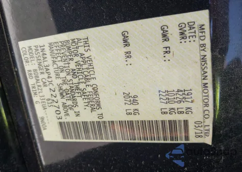 2018 Nissan Altima 2.5 Sl from USA, damaged, VIN 1N4AL3AP4JC222703